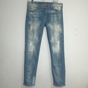 7 For All Mankind Josefina Skinny Boyfriend Button Fly Denim Jeans Size 27